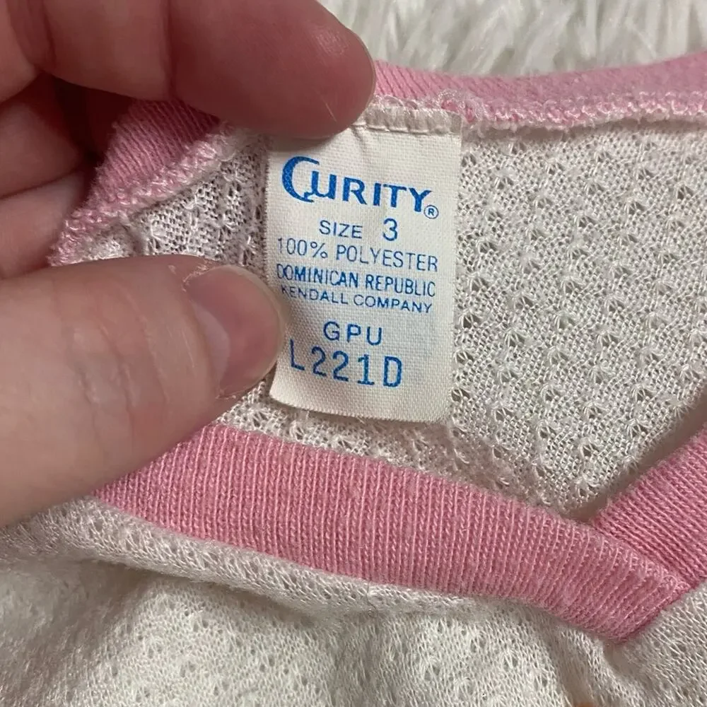 VINTAGE • Pink + White Bunny Snap Waist Waffle Knit Pajama Set
